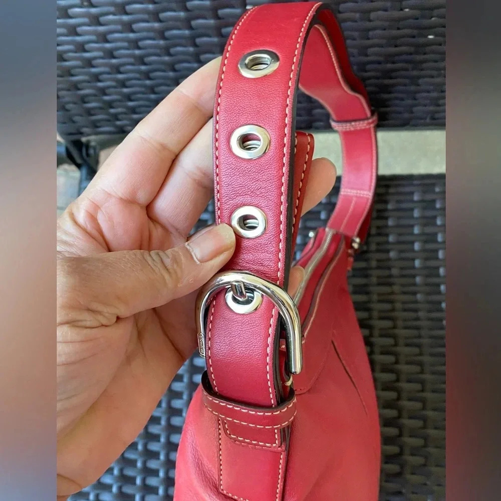 Coach Red Leather Bucket Bag, Small - Picture 8 of 9